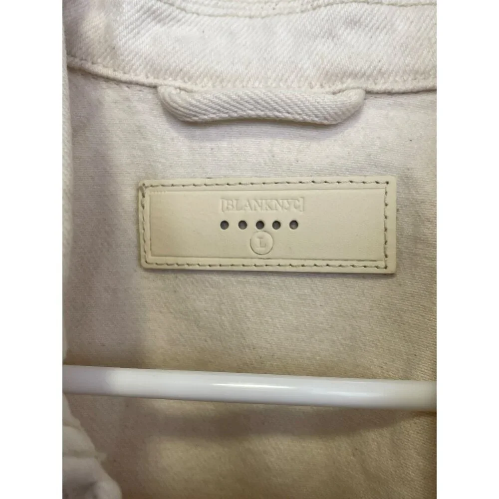 Blank NYC Cream Rope Fringe Denim Trucker Jacket Sz Large NWT - Picture 8 of 8